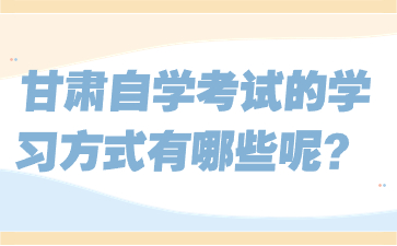 甘肃自学考试的学习方式有哪些呢?